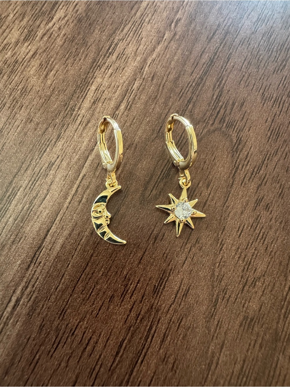 EARTHBOUND Gold Moon & Star Dangle Hoop Earrings